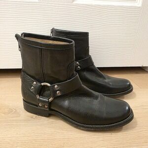 Frye Women's Black Leather Phillip Harness Moto Grunge Ankle Boots‎ Size 6B